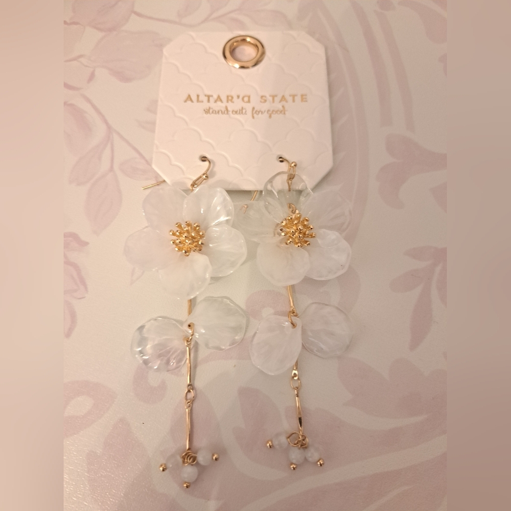 Altar'd State Gold and Cream Blossom Earrings